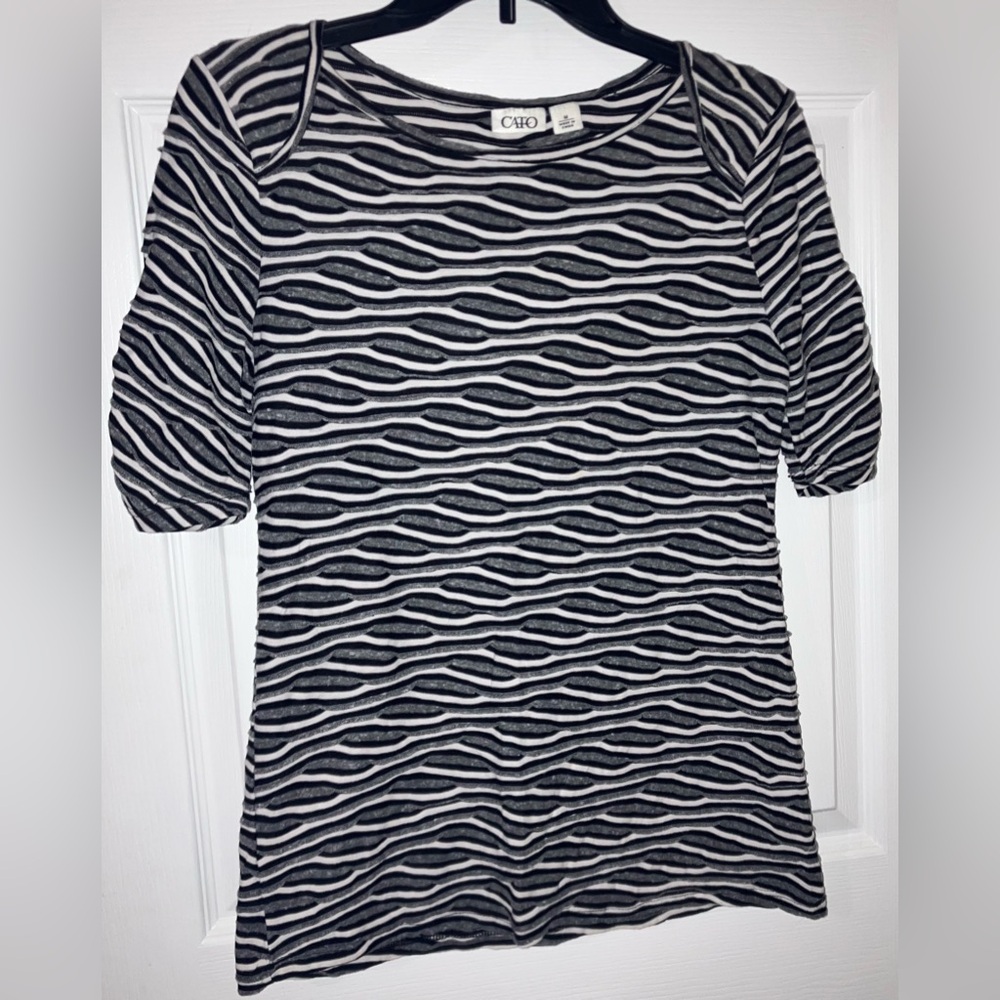 Cato Monochrome Wave Pattern Top